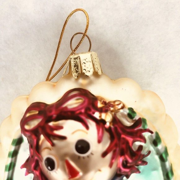 New Kurt Adler Raggedy Ann Christmas Tree Ornament Hand Crafted Glass In Box - Picture 6 of 7